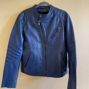 D73 Thruxton leather jacket blue